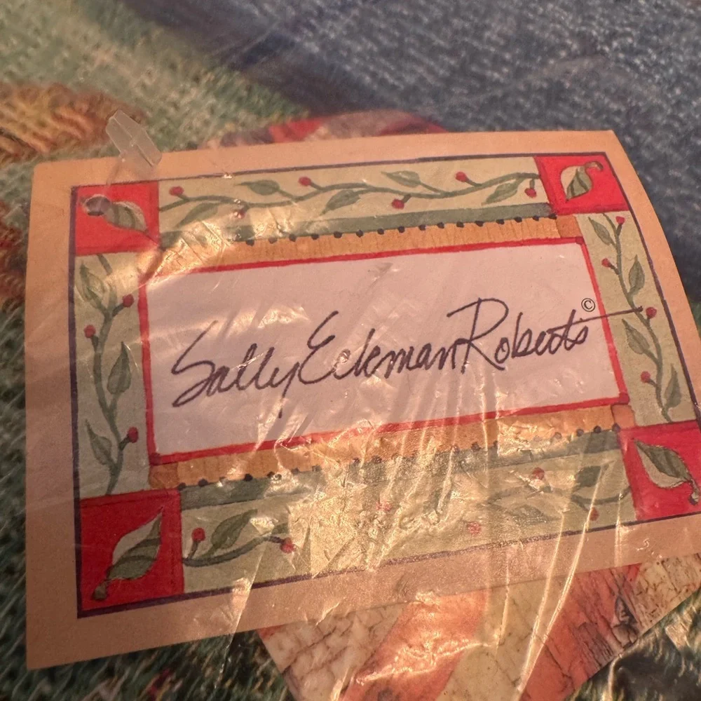 Sally Eckman Roberts‎ Tapestry Throw Blanket Woven Floral And Birds Fringe New